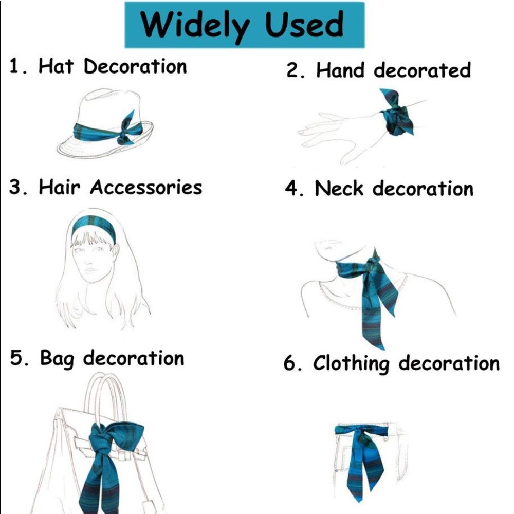 2pcs Twilly Scarves Handbag/ Handle Ribbon - Picture 8 of 11